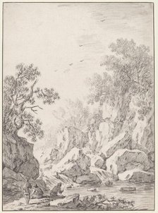 A Waterfall by Rock Cliffs, 1750s(?). Creator: Johann Christoph Dietzsch.