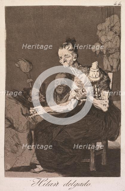 The Caprices: They Spin Finely (Los Caprichos: Hilan Delgado), 1799. Creator: Francisco de Goya (Spanish, 1746-1828).