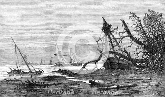 The late storms in the Baltic: scene on the coast of Falster, 1872. Creator: H. Crane.