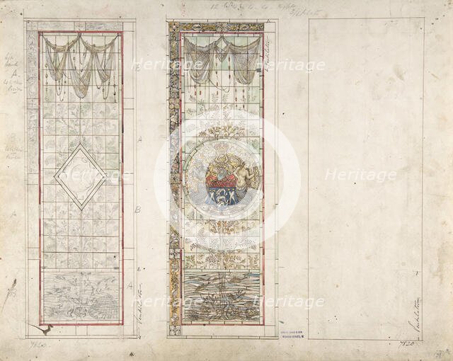 Design for Stained Glass with Marine Motifs, 19th century. Creator: John Gregory Crace.