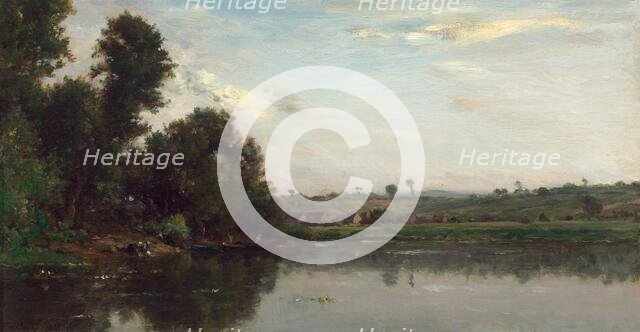Washerwomen at the Oise River near Valmondois, 1865. Creator: Charles Francois Daubigny.
