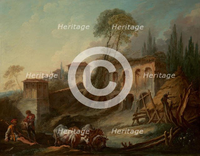Imaginary Landscape with the Palatine Hill from Campo Vaccino, 1734. Creator: Francois Boucher.