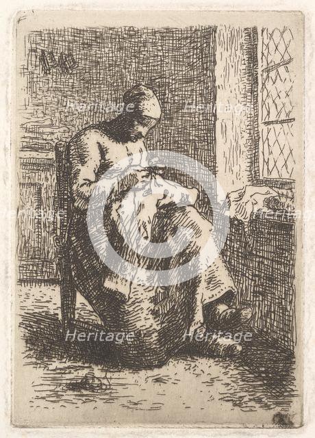 The Seamstress, 1853. Creator: Jean Francois Millet.