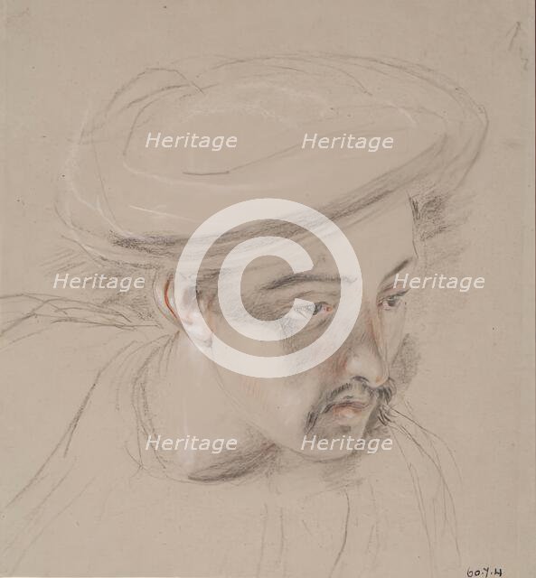 Head of a Cavass - Study for Slave Market, Constantinople, 1830. Creator: William Allan.