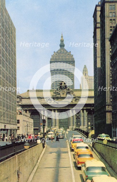 Traffic in front of Grand Central Terminal, New York City, New York, USA, 1956. Artist: Unknown