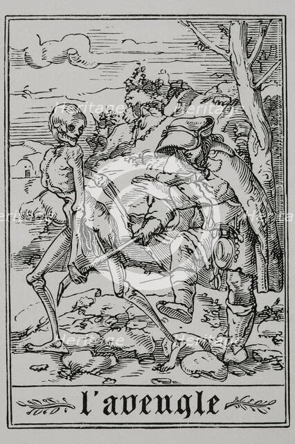 The Blind Man from "The Dance of Death", 1547, (1877).  Creator: Unknown.