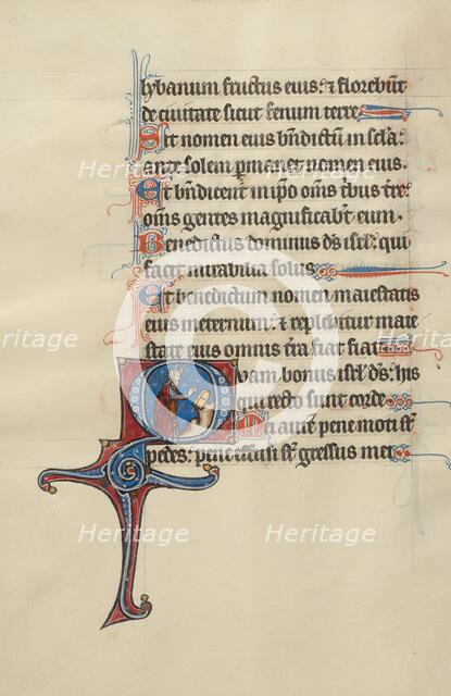 Initial O: Moses Breaking the Tablets of the Law; Bute Psalter, text and illumination about 1285. Creator: Bute Master.