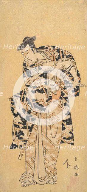 The Actor Ichikawa Yaozo III as Fuwa Banzaemon in a Thunder Robe, Playing with a Fan, 1794. Creator: Katsukawa Shun'ei.