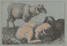 Two Reclining Sheep and One Standing Sheep, 1757/1758. Creator: Francesco Londonio.