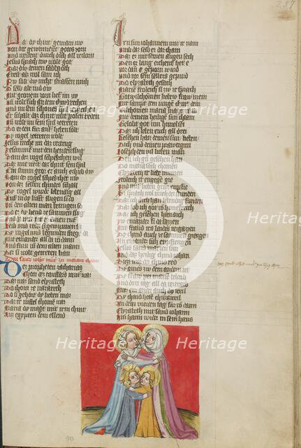 The Virgin, Elizabeth, Jesus, and John the Baptist; Weltchronik, about 1400-1410. Creator: Unknown.