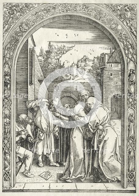 Life of the Virgin: Joachim and Anna Embracing under the Golden Gate, 1504-1505. Creator: Albrecht Dürer (German, 1471-1528).