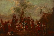 Battle Scene-In the Military Camp, 18th century. Creator: Unknown.