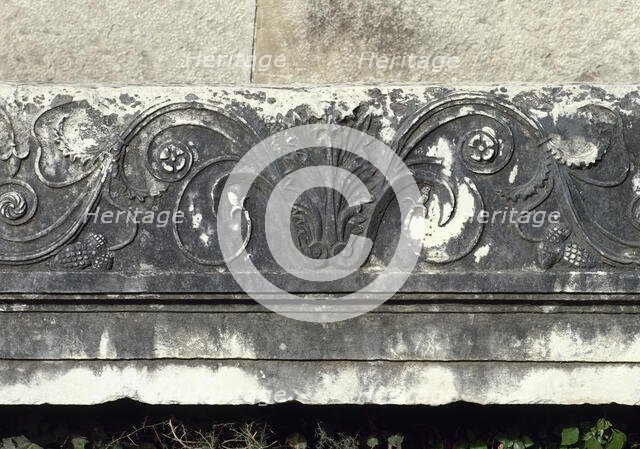 Relief of floral motifs, Via Sepulchre, Pompeii, Italy.  Creator: Unknown.