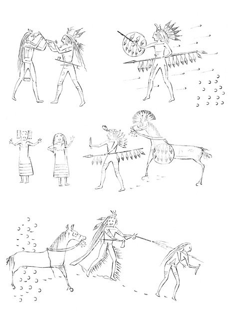 Exploits of 'Four Bears', Native American warrior, 1841.Artist: Myers and Co