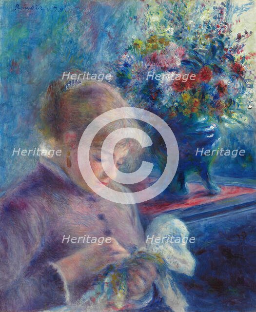 Young Woman Sewing, 1879. Creator: Pierre-Auguste Renoir.