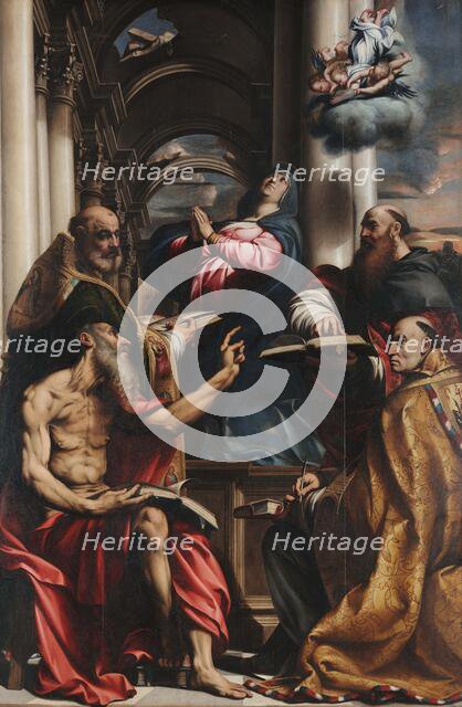 Dispute of four Church Fathers on the Immaculate Conception, c1528. Creator: Pordenone, Giovanni Antonio (1483-1539).