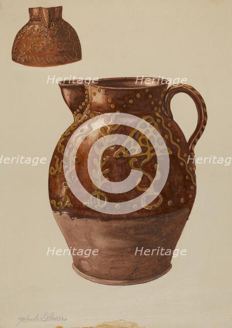 Pa. German Pitcher, c. 1937. Creator: Yolande Delasser.