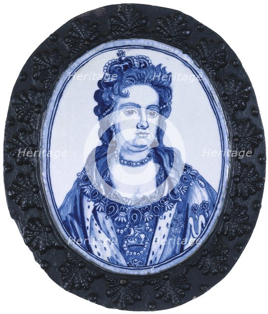 A delft plaque portraying Queen Anne, 1704. Artist: Unknown