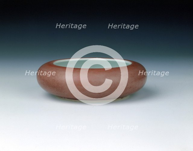 Brushwasher with peach bloom glaze, late Kangxi period, Qing dynasty, China, 1700-1722. Artist: Unknown