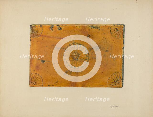 Zoar Fireplace Tile, c. 1938. Creator: Angelo Bulone.