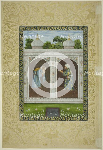 Album Page with Two Sheikhs, Safavid dynasty and Mughal empire, 16th/17th century. Creator: Unknown.