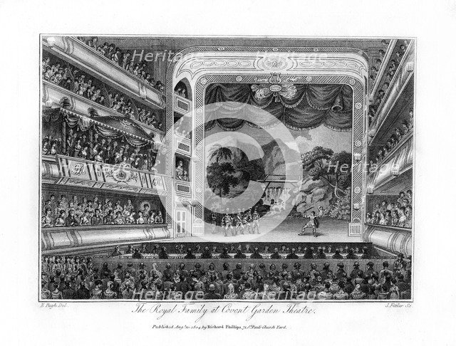 The Royal Family at Covent Garden Theatre, London, 1804.Artist: James Fittler