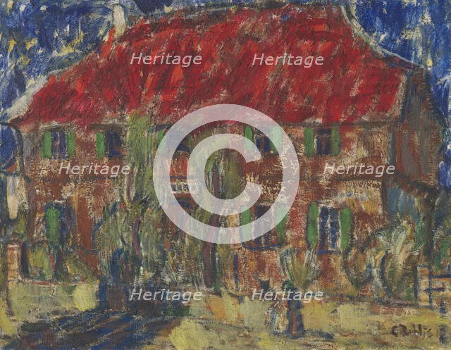House with a Red Roof, 1912. Creator: Christian Rohlfs.