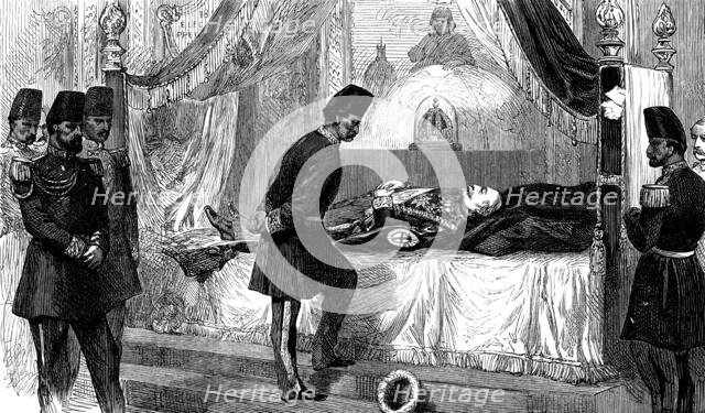 The Shah at Madame Tussaud's Gallery of Waxwork Figures, 1873. Creator: Unknown.