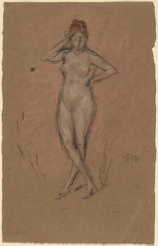 Nude Standing with Legs Crossed, c. 1878. Creator: James Abbott McNeill Whistler.