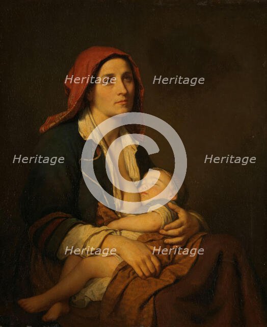 The Widow and her Child, 1853. Creator: Amalia Lindegren.