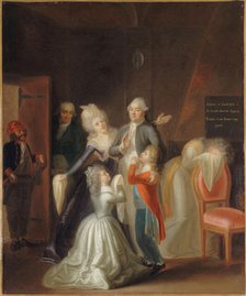 Louis XVI's farewell to his family, January 20, 1793, 1794. Creator: Jean-Jacques Hauer.