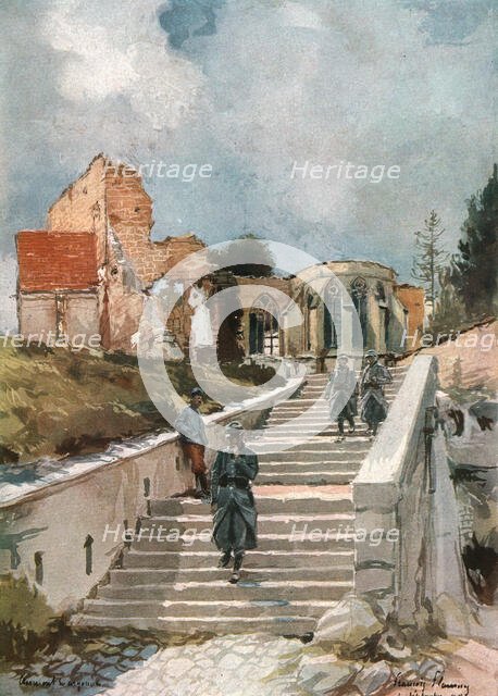 ''En Argonne; L'Eglise de Clermont-en-Argonne', 1915. Creator: Francois Flameng.