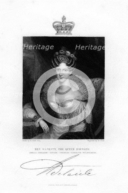 Queen Adelaide, the Queen consort, 19th century.Artist: H Cook