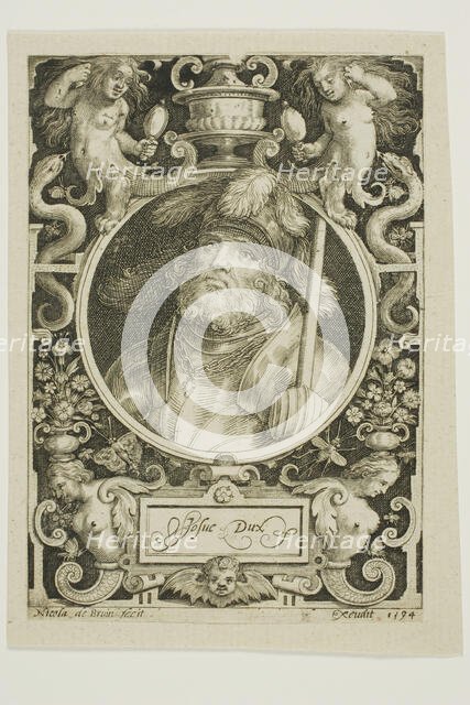 Joshua, plate four from The Nine Worthies, 1594, reworked second state. Creator: Nicolaes de Bruyn.