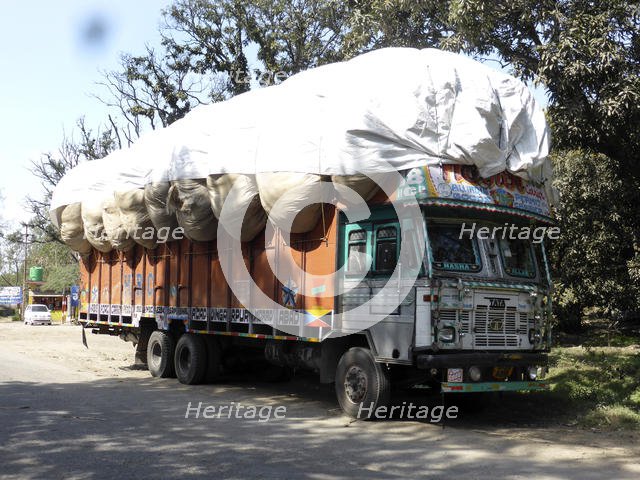 Tata truck with heavy load, India. Creator: Unknown.
