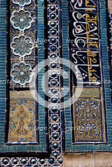 Glazed brick tiling in Shah-i-Zinda Complex, Samarkand, 14th-15th century. Artists: CM Dixon, Unknown.