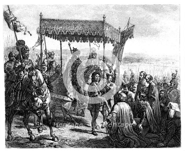 Entry of Charles VIII (1470-1498) in Naples on May 12, 1495, engraving from 1853.