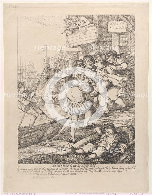 Miseries of London: Entering upon any of the bridges of London or any of the pass..., July 14, 1807. Creator: Thomas Rowlandson.