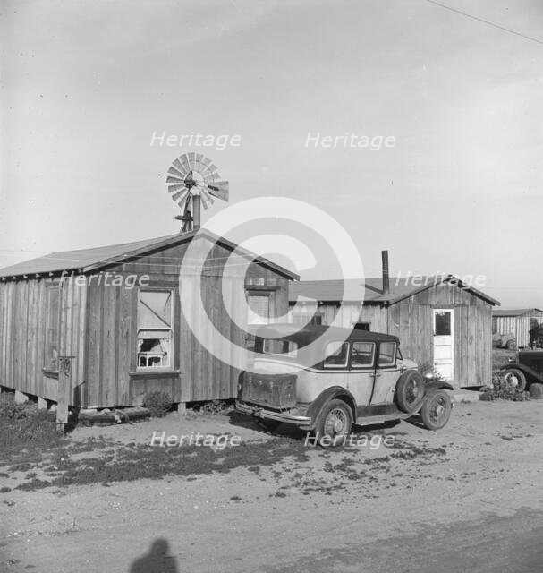 Cabins which rent for ten dollars a month, Greenfield, Salinas Valley, California, 1939. Creator: Dorothea Lange.