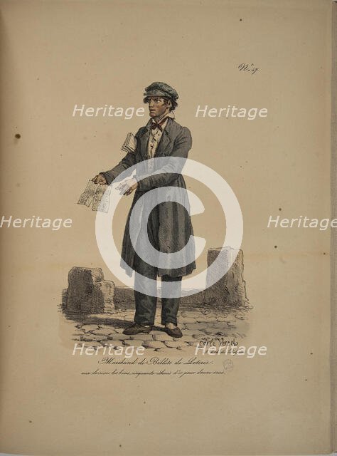 Lottery ticket seller. From the Series "Cris de Paris" (The Cries of Paris), 1815. Creator: Vernet, Carle (1758-1836).