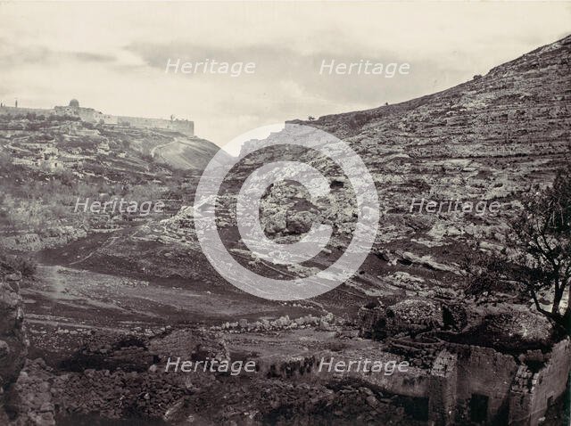Mount Moriah, Jerusalem, from the Well of En Rogel, ca. 1857. Creator: Francis Frith.