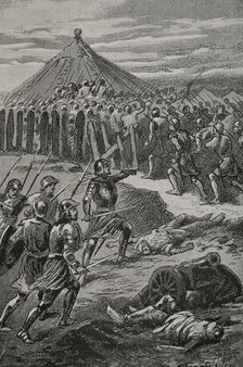 The Aragonese, on the island of Djerba, seizing the Tunisian king's camp, 1890.  Creator: Joan Serra y Pausas.