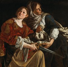 Judith with the Head of Holofernes and a servant. Creator: Gentileschi, Artemisia (1598-1653).