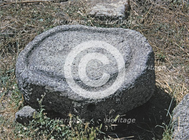 Sacrificial stone in the Phoenician-Punic Nuraghe of Santu Antine.