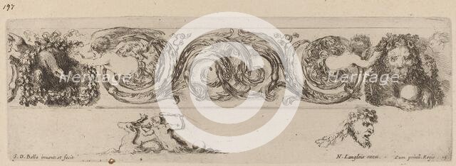 Ornamental Frieze with Eagle and Lion Engarlanded by Children, probably 1648. Creator: Stefano della Bella.