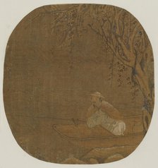 Man fishing from a boat under a tree, Possibly Ming dynasty, 1368-1644. Creator: Unknown.