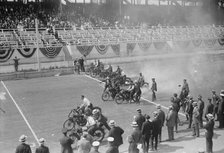 Police Show -- Start of motorcycle race, between c1915 and c1920. Creator: Bain News Service.