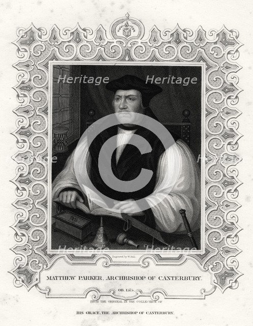 'Matthew Parker, Archbishop of Canterbury', 19th century. Artist: William Holl