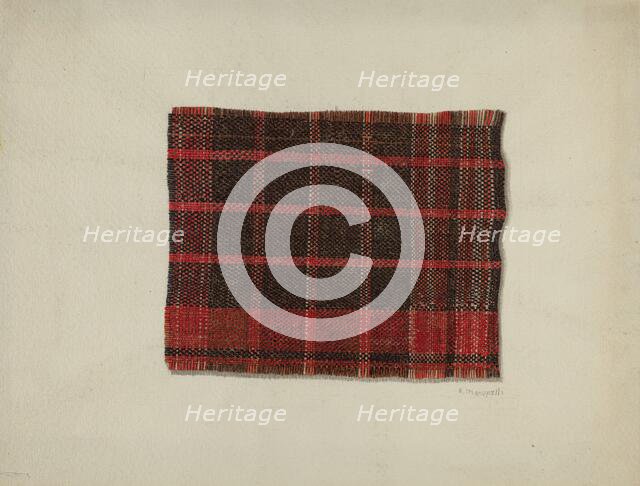 Piece of Wool Plaid, c. 1938. Creator: Raymond Manupelli.