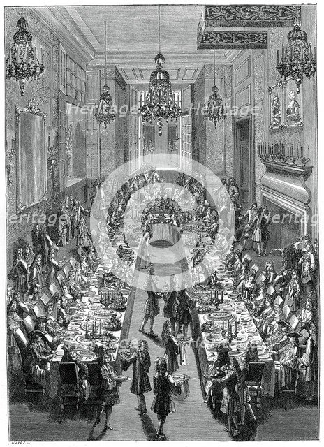 Feast At The Spanish Embassy, Paris, 1707, (1885).Artist: Scottin